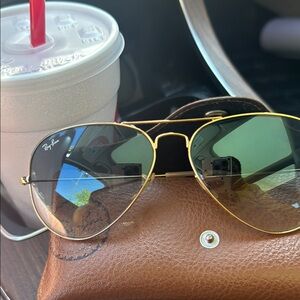 Ray-Ban Gold Aviator Sunglasses with Gradient Lenses